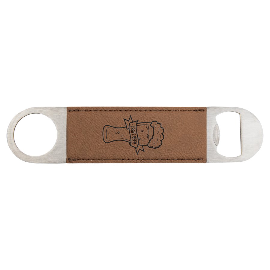 Engraved Leatherette Bottle Opener - Dark Brown