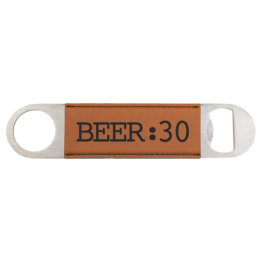 Engraved Leatherette Bottle Opener - Rawhide