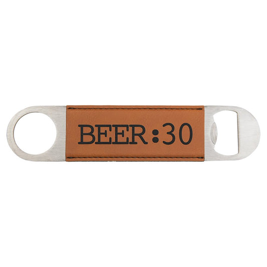 Engraved Leatherette Bottle Opener - Rawhide
