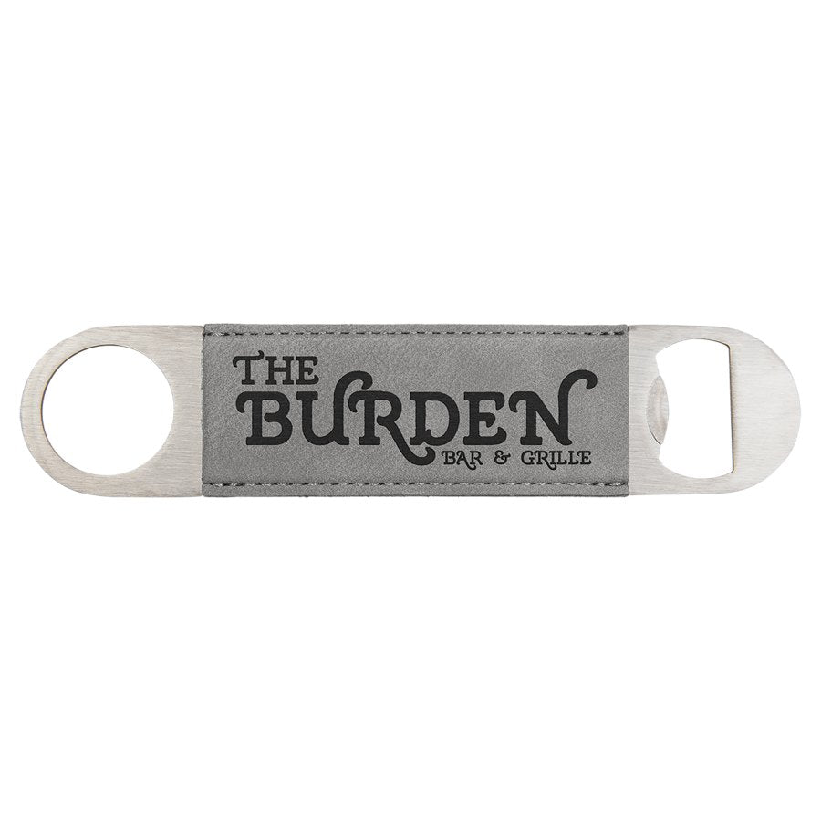 Engraved Leatherette Bottle Opener - Gray