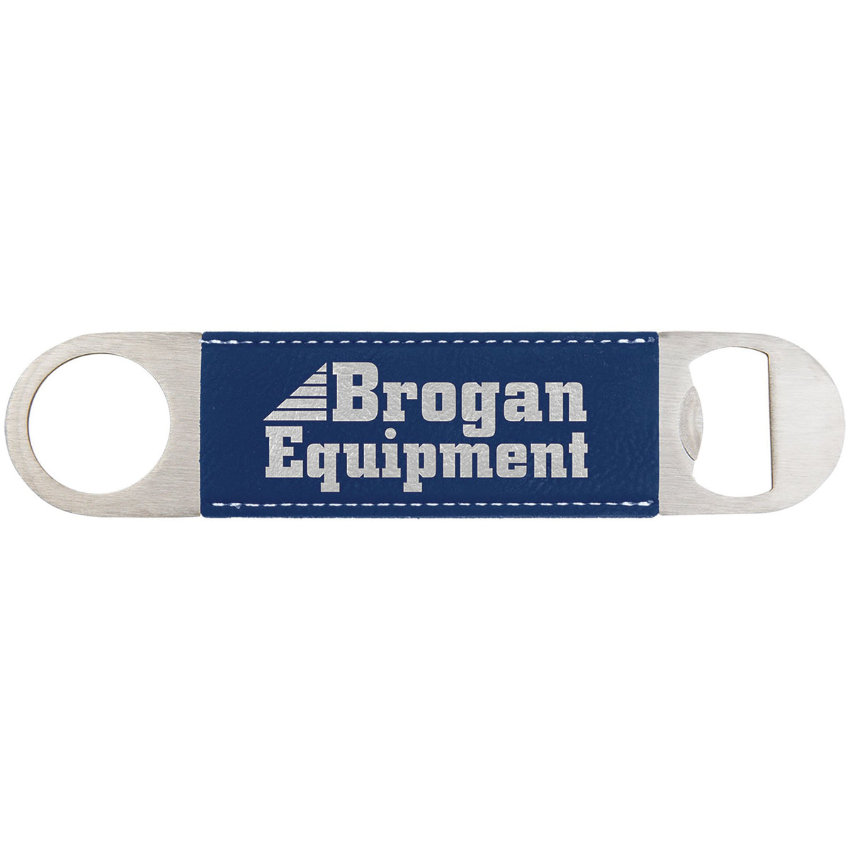 Engraved Leatherette Bottle Opener - Blue/Silver