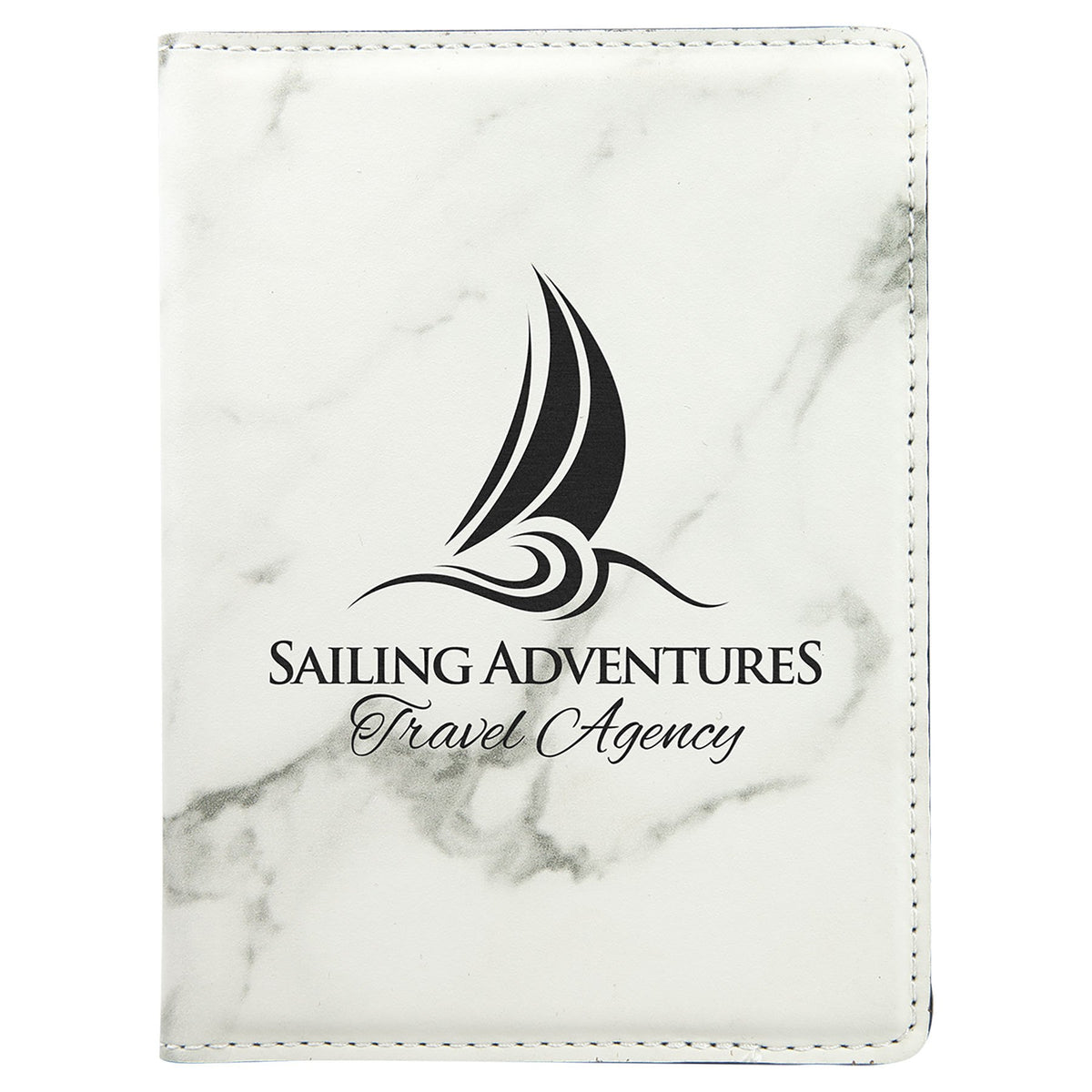 Engraved Leatherette Passport Holder - White Marble