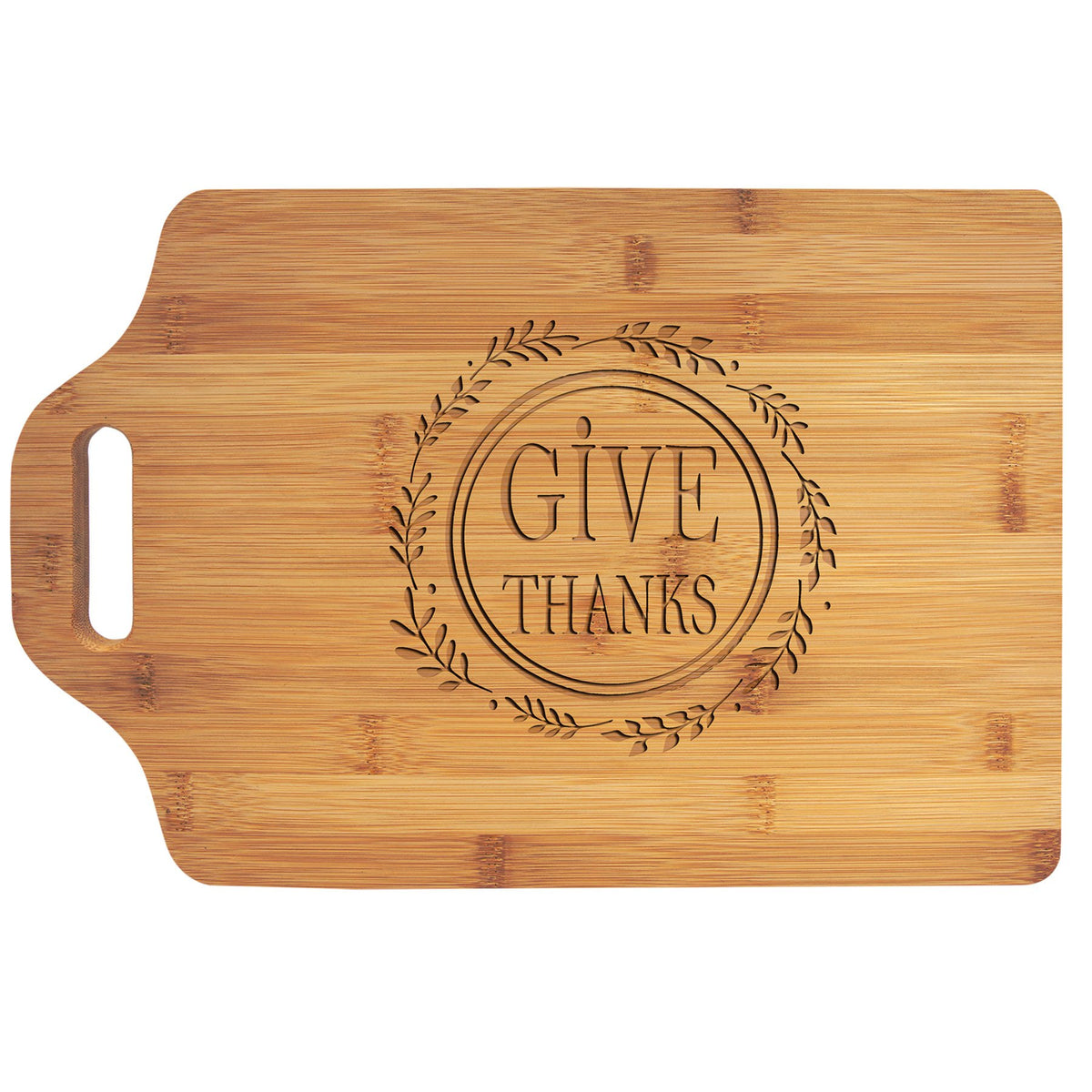 Engraved Bamboo Cutting Board with Handle - 15 x 10 1/4 in
