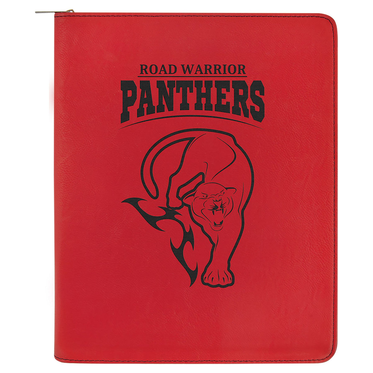 Engraved Leatherette Portfolio with Zipper and Notepad - Red