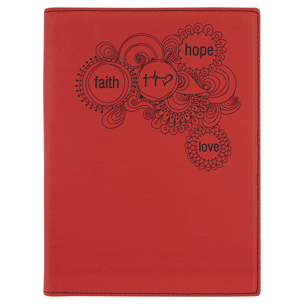 Engraved Leatherette Portfolio with Notepad - Red / Small (7 x 9 in)