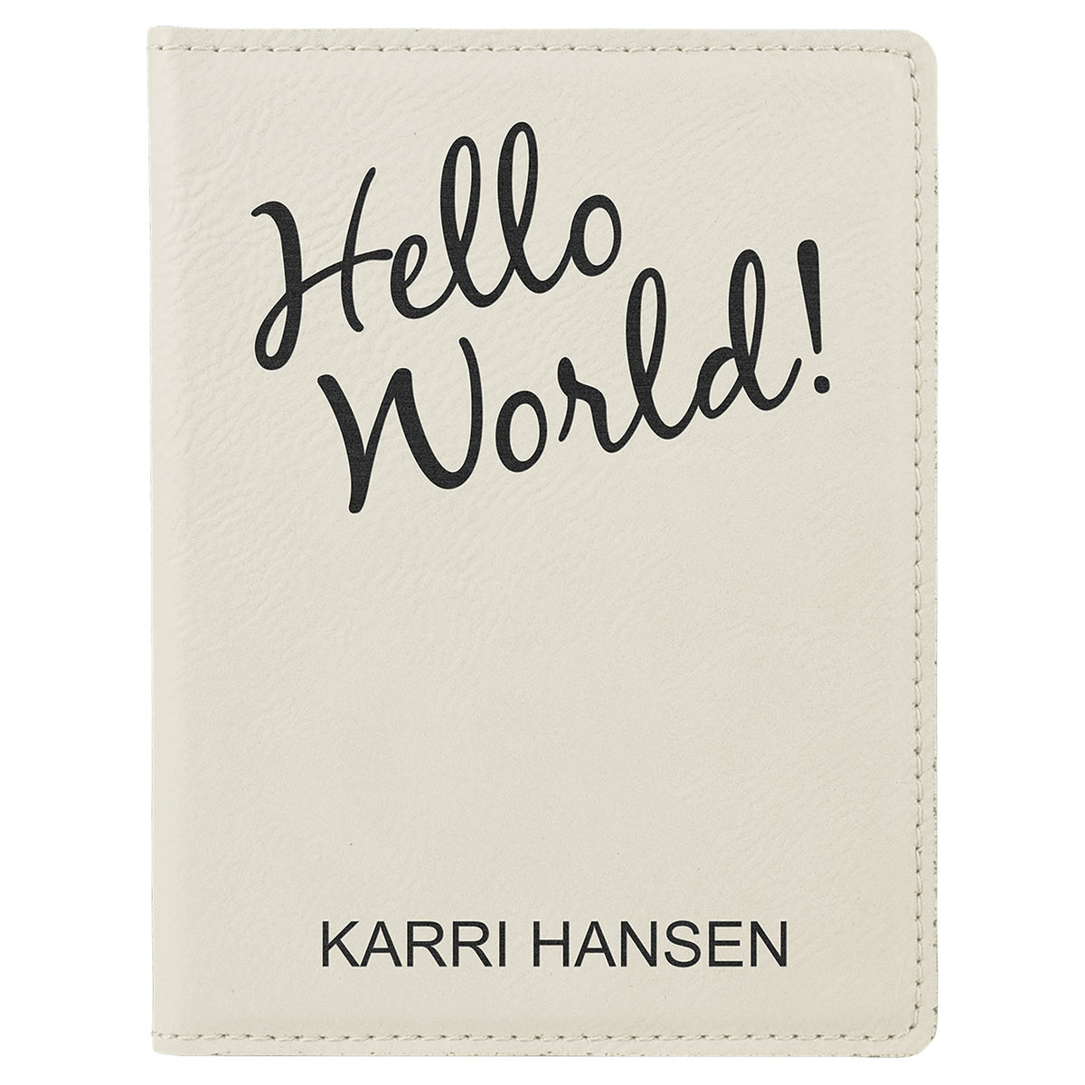 Engraved Leatherette Passport Holder - White