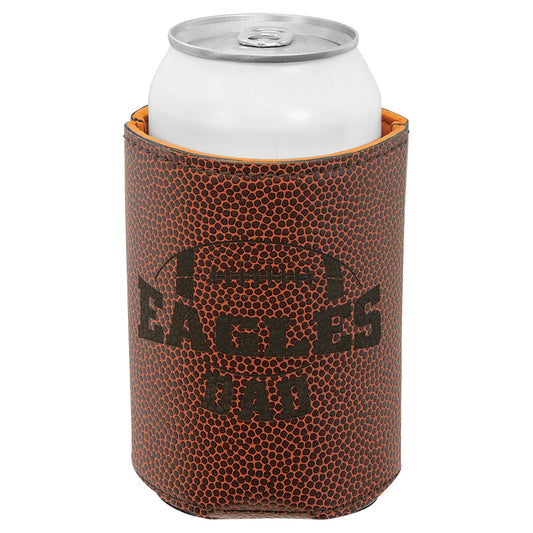 Engraved Football Leatherette Beverage Holder
