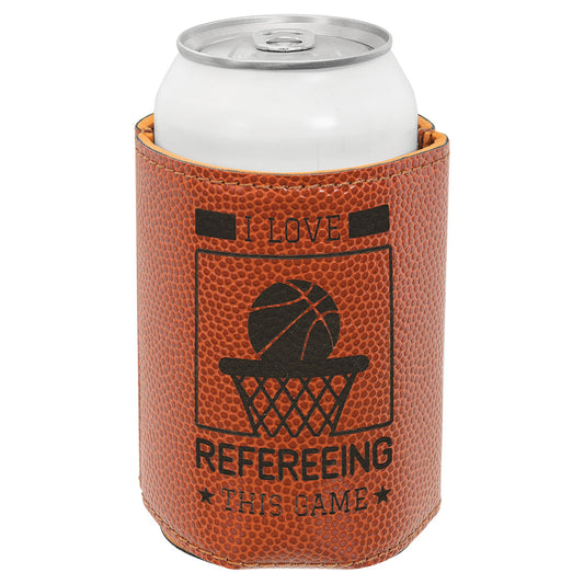 Engraved Basketball Leatherette Beverage Holder