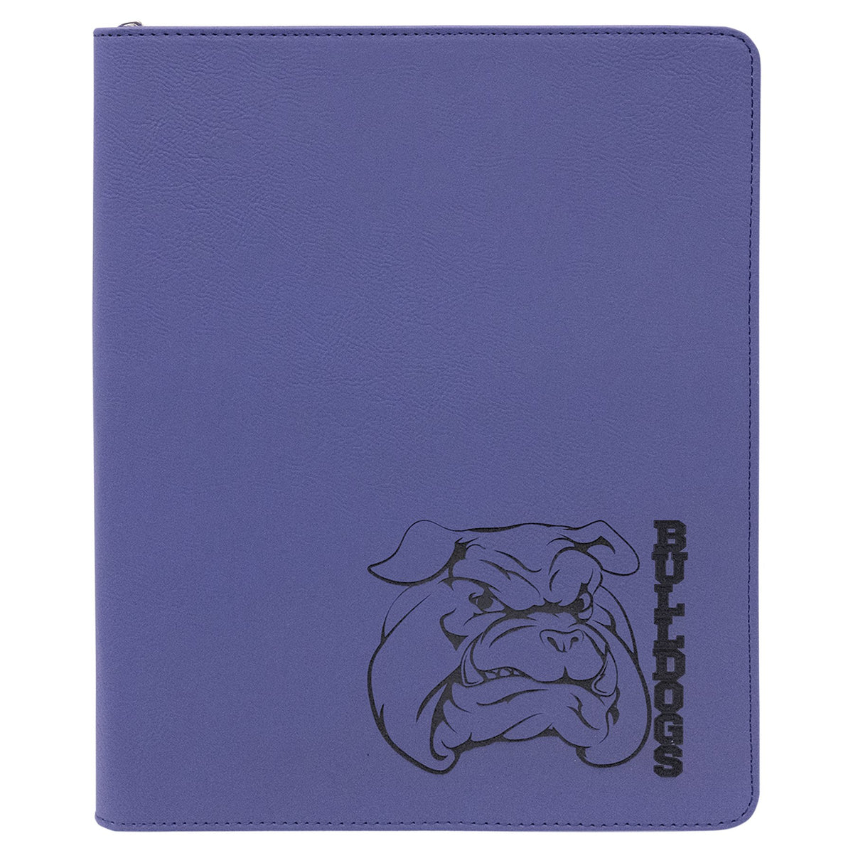 Engraved Leatherette Portfolio with Zipper and Notepad - Purple