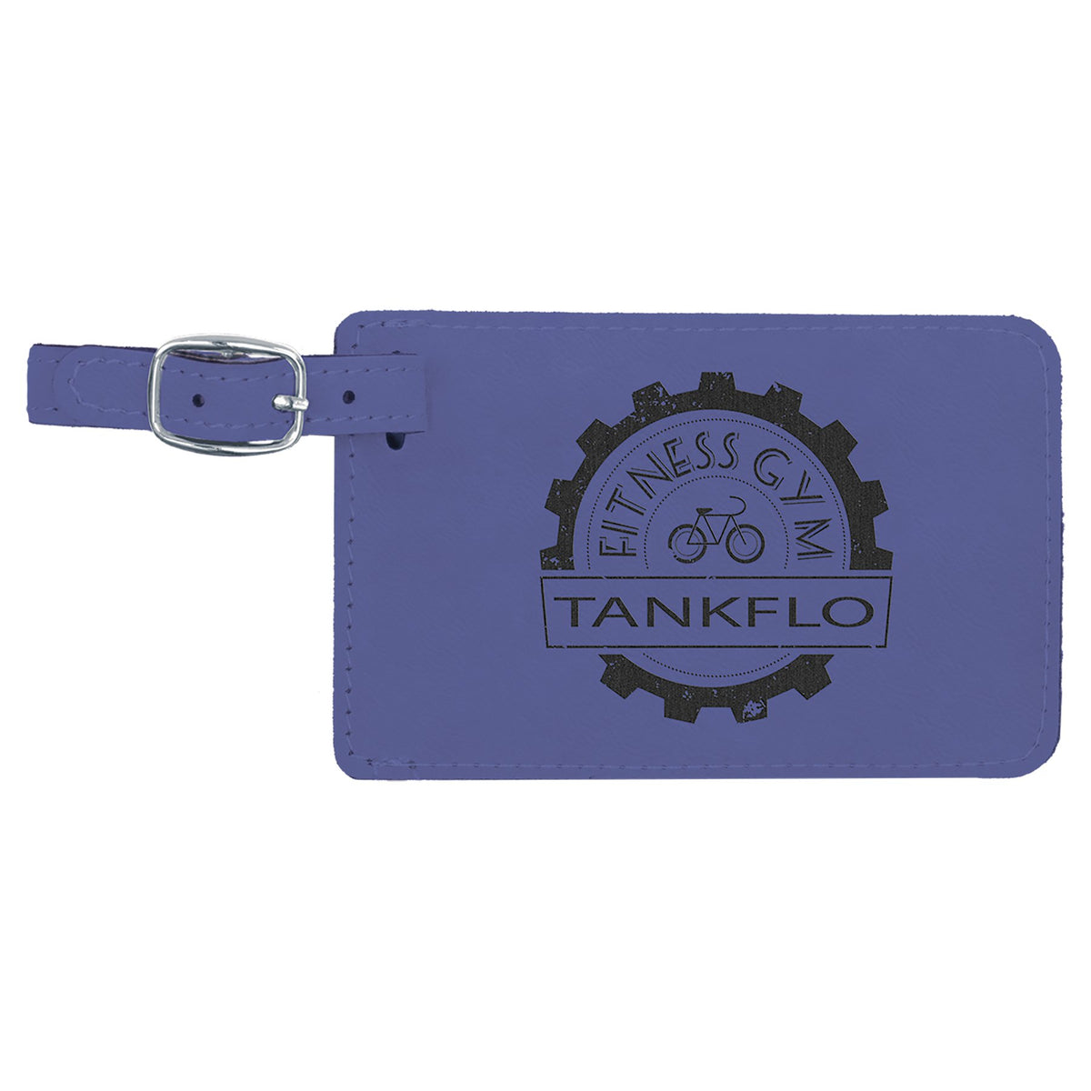 Engraved Leatherette Luggage Tag - Purple