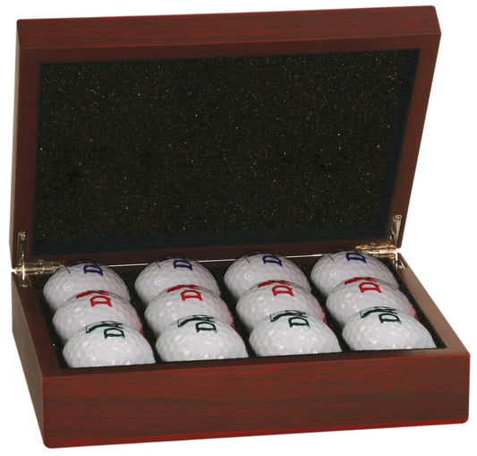 Engraved Rosewood Finish Golf Ball Box
