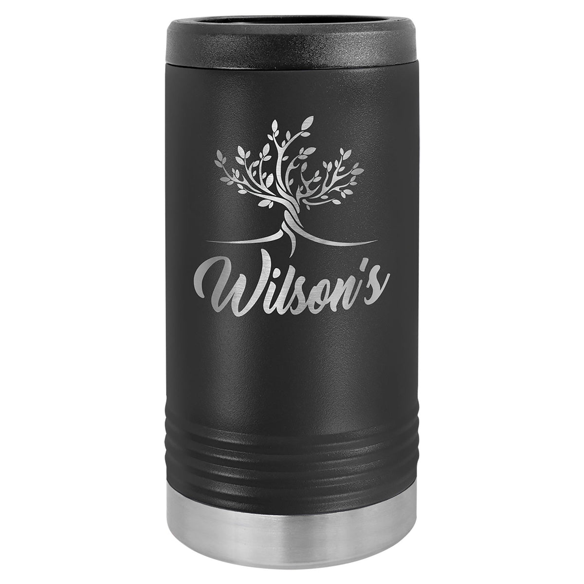 Engraved Polar Camel Slim Beverage Holder - Black