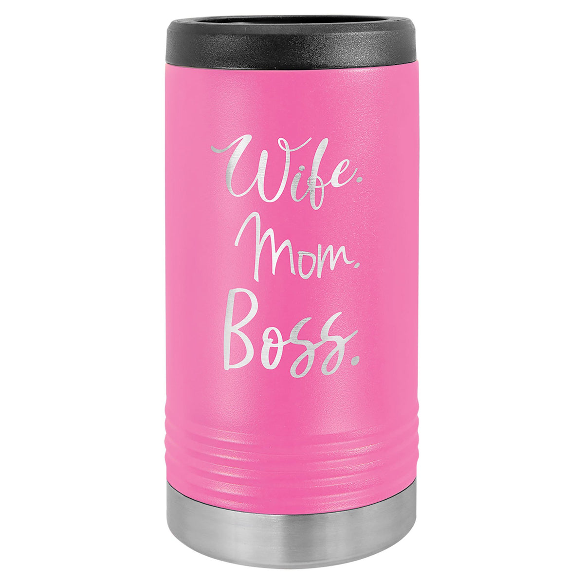 Engraved Polar Camel Slim Beverage Holder - Pink