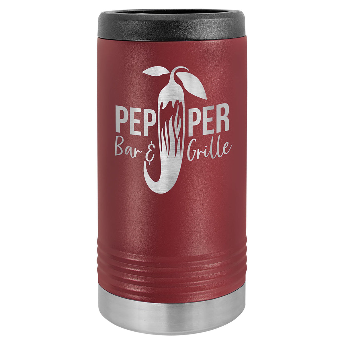Engraved Polar Camel Slim Beverage Holder - Maroon