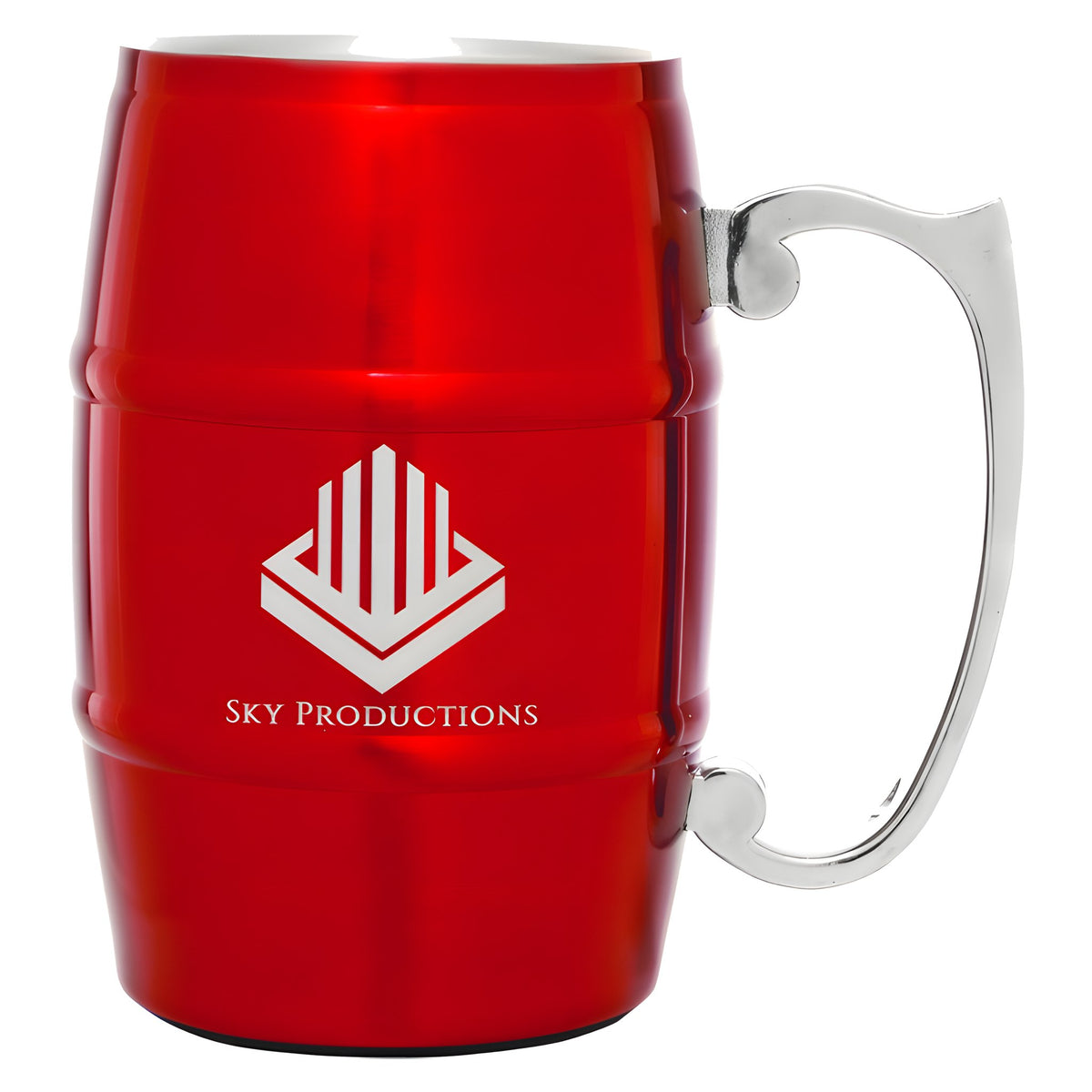 Engraved 17 oz Stainless Steel Barrel Mug with Handle (Red)