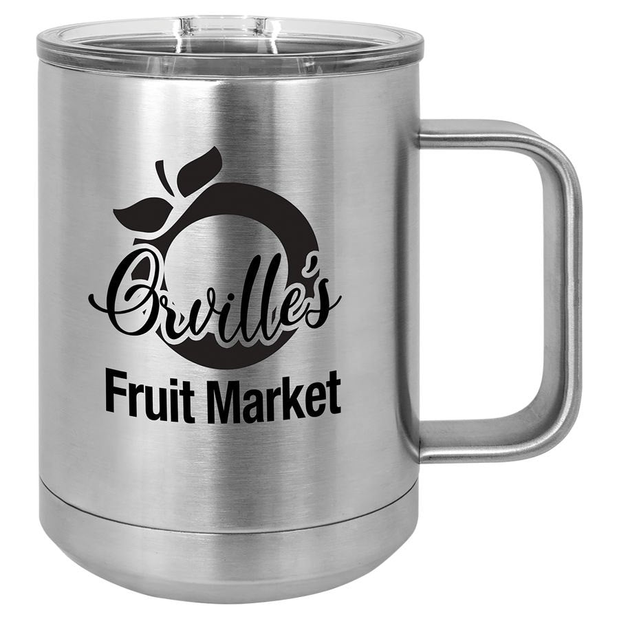Engraved Polar Camel 15 oz Vacuum Insulated Mug with Slider Lid - Stainless Steel