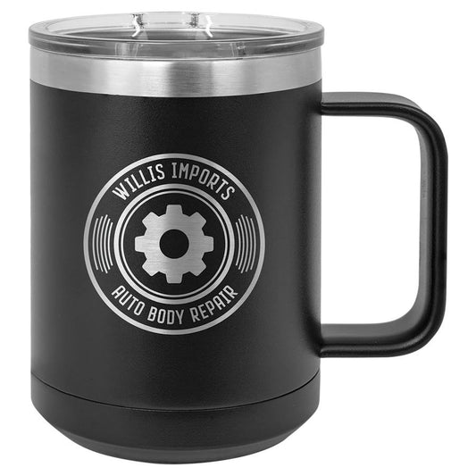 Engraved Polar Camel 15 oz Vacuum Insulated Mug with Slider Lid - Black