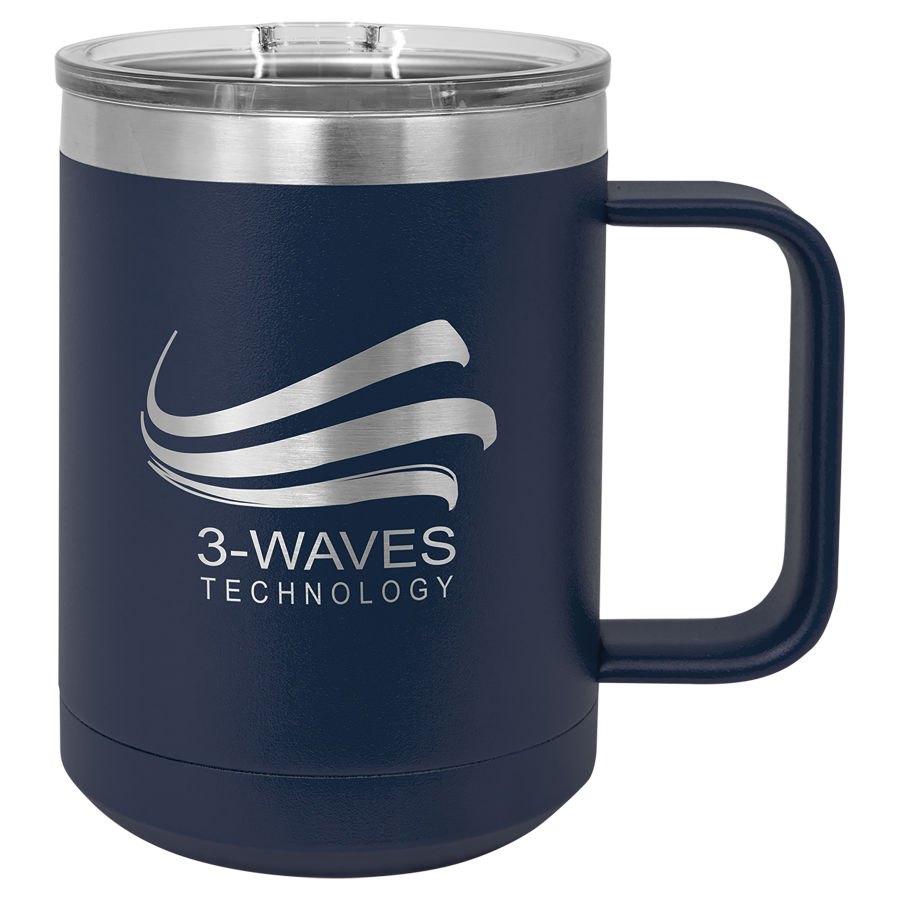 Engraved Polar Camel 15 oz Vacuum Insulated Mug with Slider Lid - Navy Blue