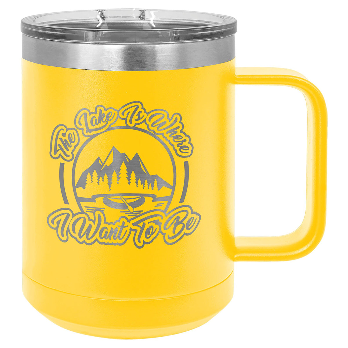 Engraved Polar Camel 15 oz Vacuum Insulated Mug with Slider Lid - Yellow