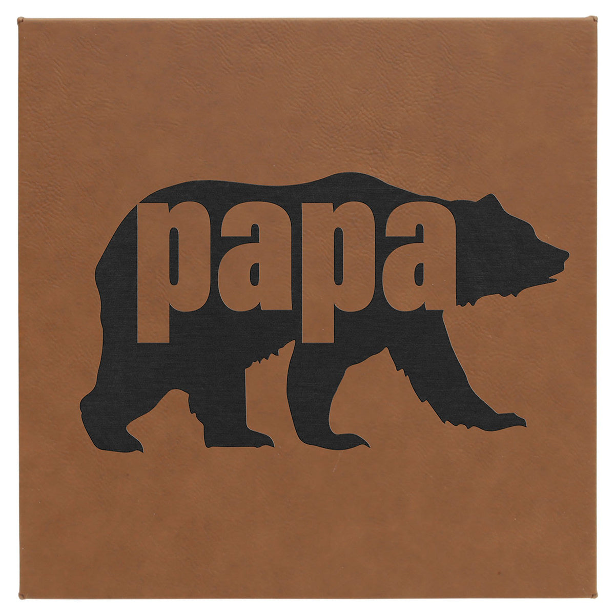 Engraved Leatherette Wall Decor with Sawtooth Hanger - Dark Brown / 10 x 10 in
