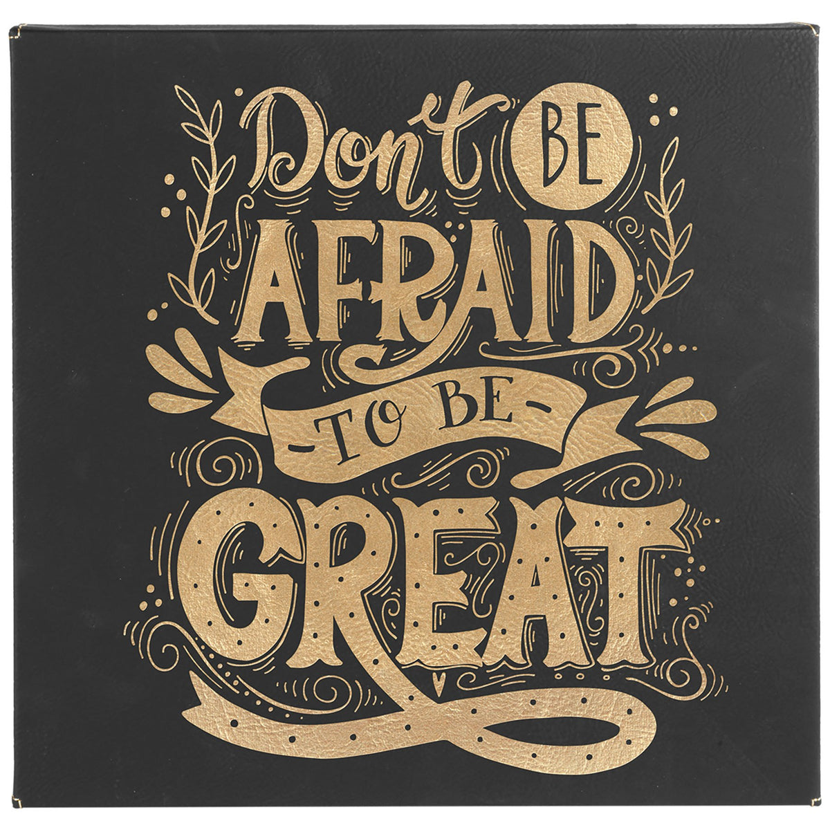 Engraved Leatherette Wall Decor with Sawtooth Hanger - Black/Gold / 10 x 10 in