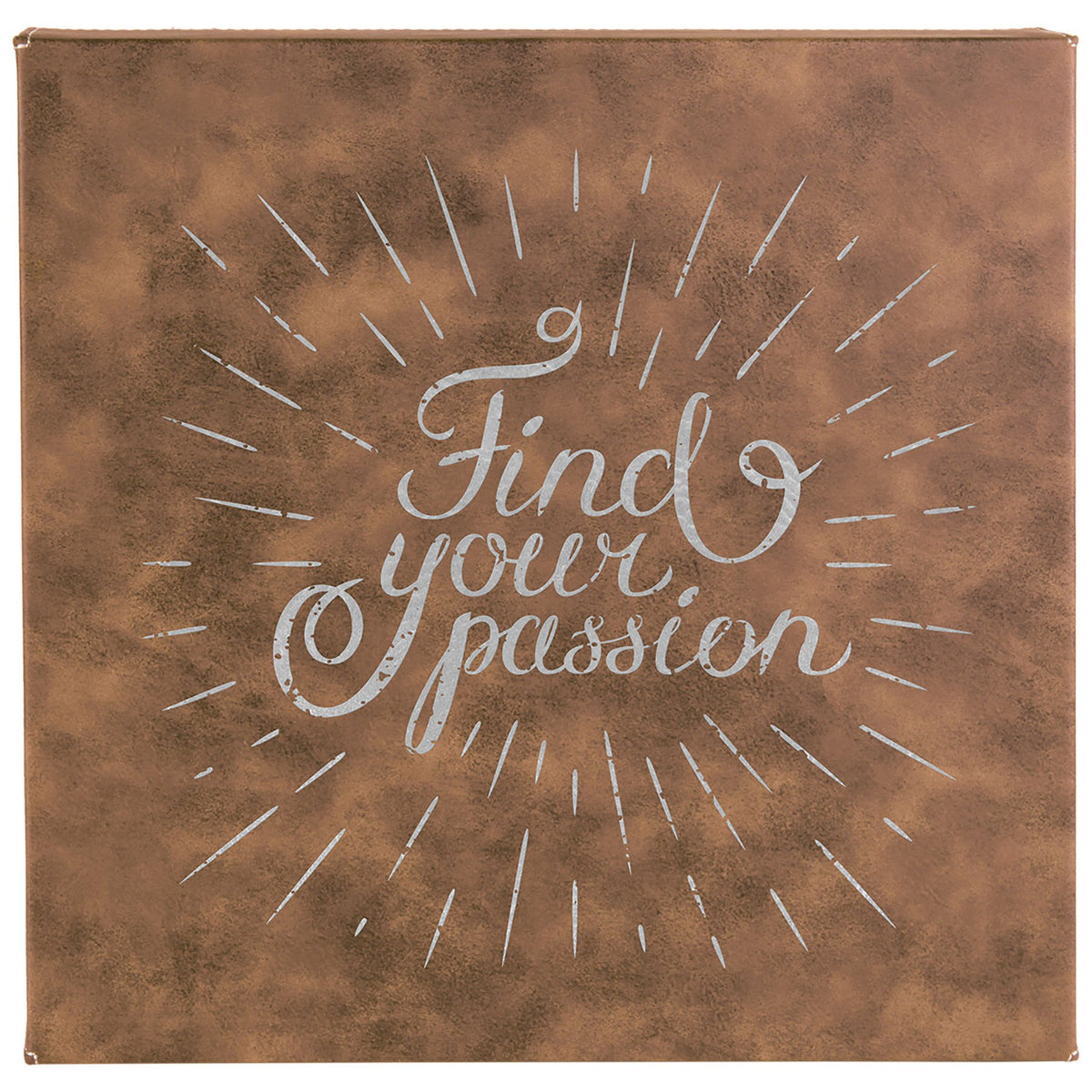 Engraved Leatherette Wall Decor with Sawtooth Hanger - Rustic/Silver / 10 x 10 in