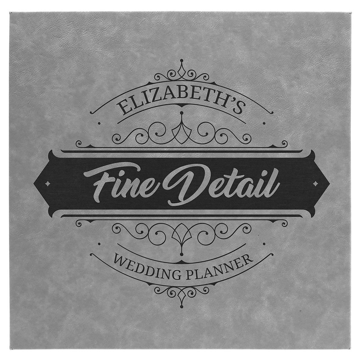 Engraved Leatherette Wall Decor with Sawtooth Hanger - Gray / 14 x 14 in