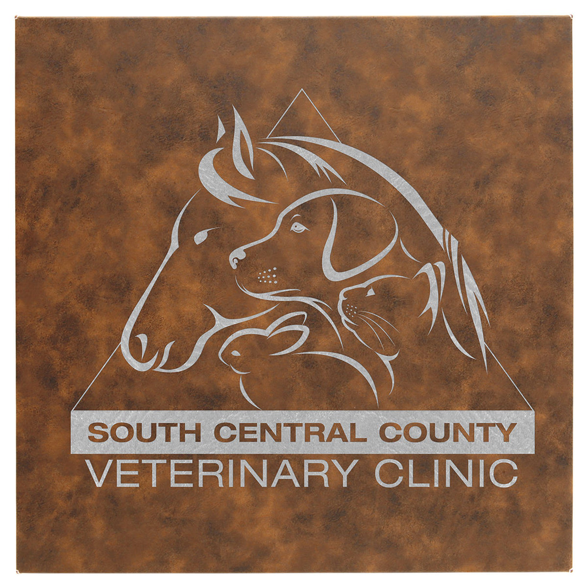 Engraved Leatherette Wall Decor with Sawtooth Hanger - Rustic/Silver / 14 x 14 in