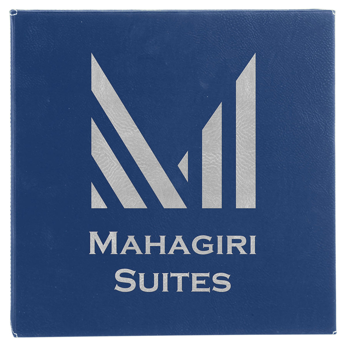 Engraved Leatherette Wall Decor with Sawtooth Hanger - Blue/Silver / 14 x 14 in