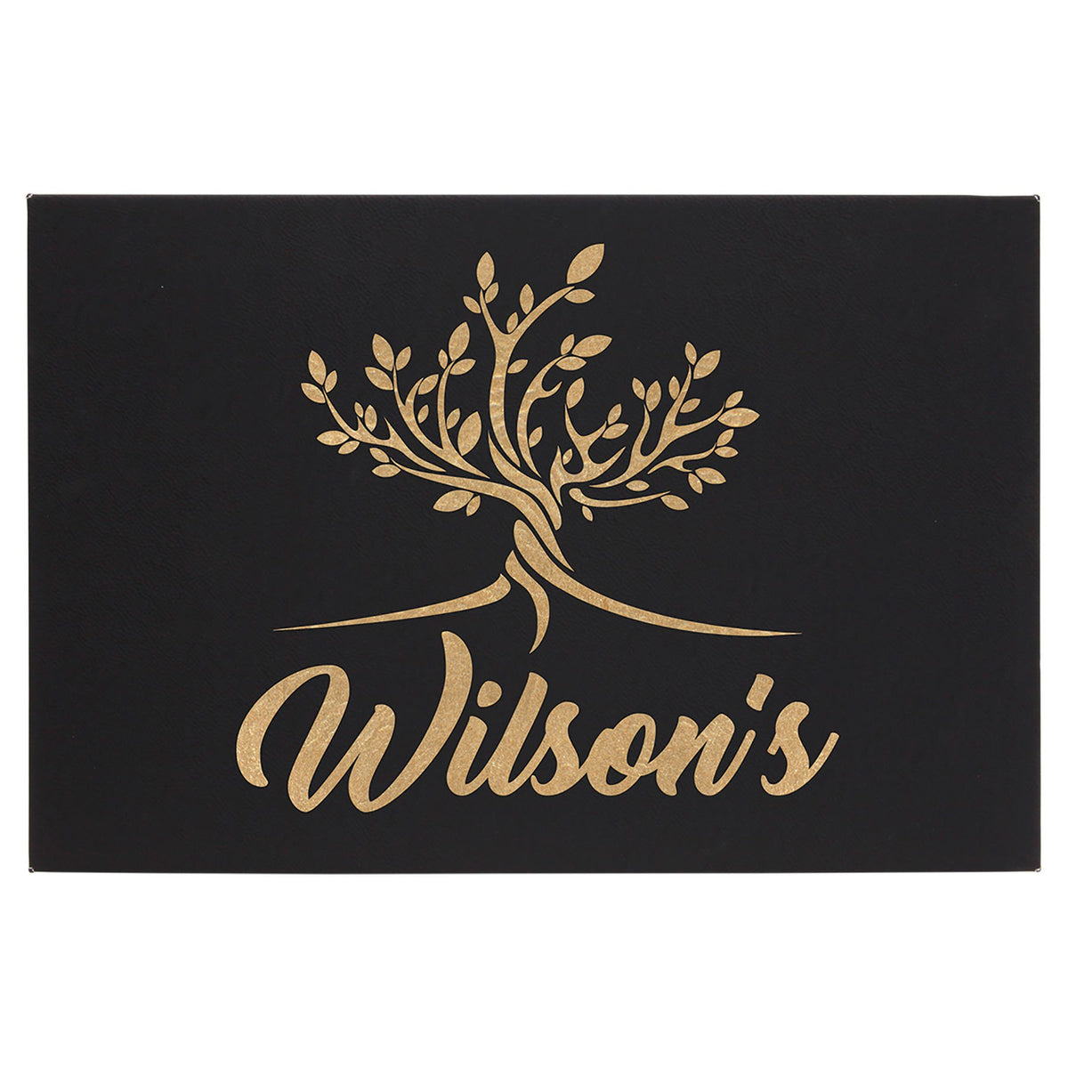 Engraved Leatherette Wall Decor with Sawtooth Hanger - Black/Gold / 12 x 18 in