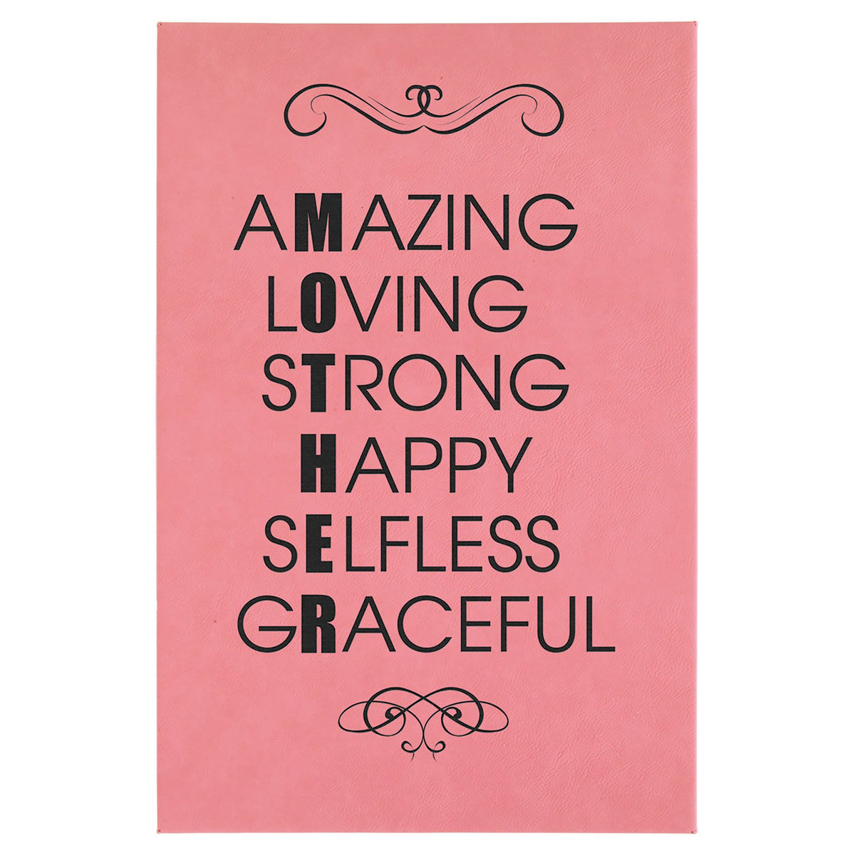 Engraved Leatherette Wall Decor with Sawtooth Hanger - Pink / 12 x 18 in