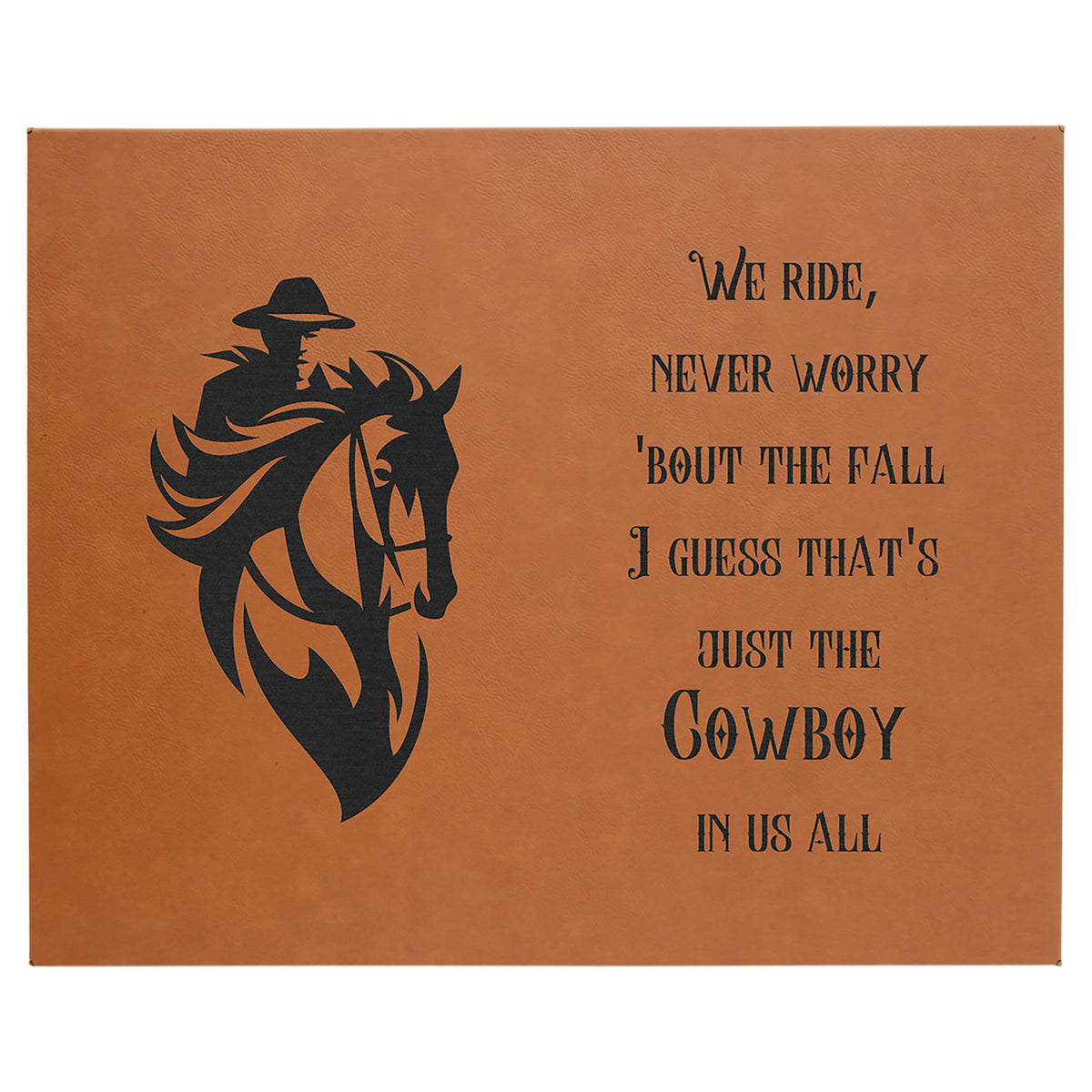Engraved Leatherette Wall Decor with Sawtooth Hanger - Rawhide / 16 x 20 in