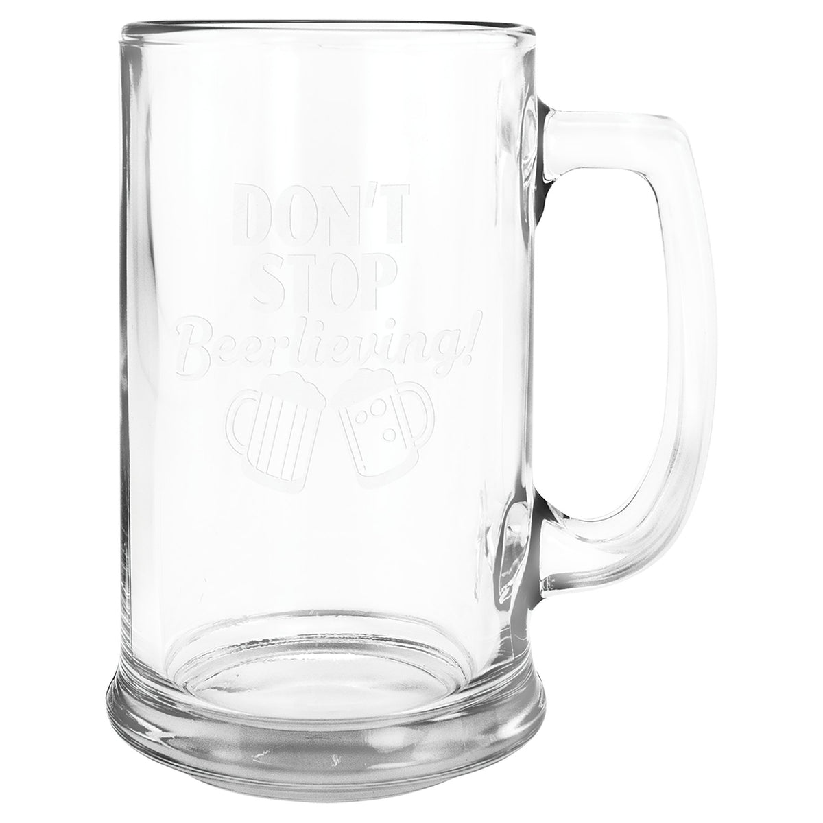 Engraved Libbey 15 oz Glass Beer Mug with Handle