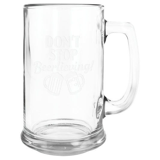 Engraved Libbey 15 oz Glass Beer Mug with Handle