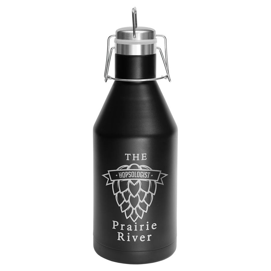 Engraved Polar Camel 64 oz Vacuum Insulated Growler with Swing-Top Lid - Black