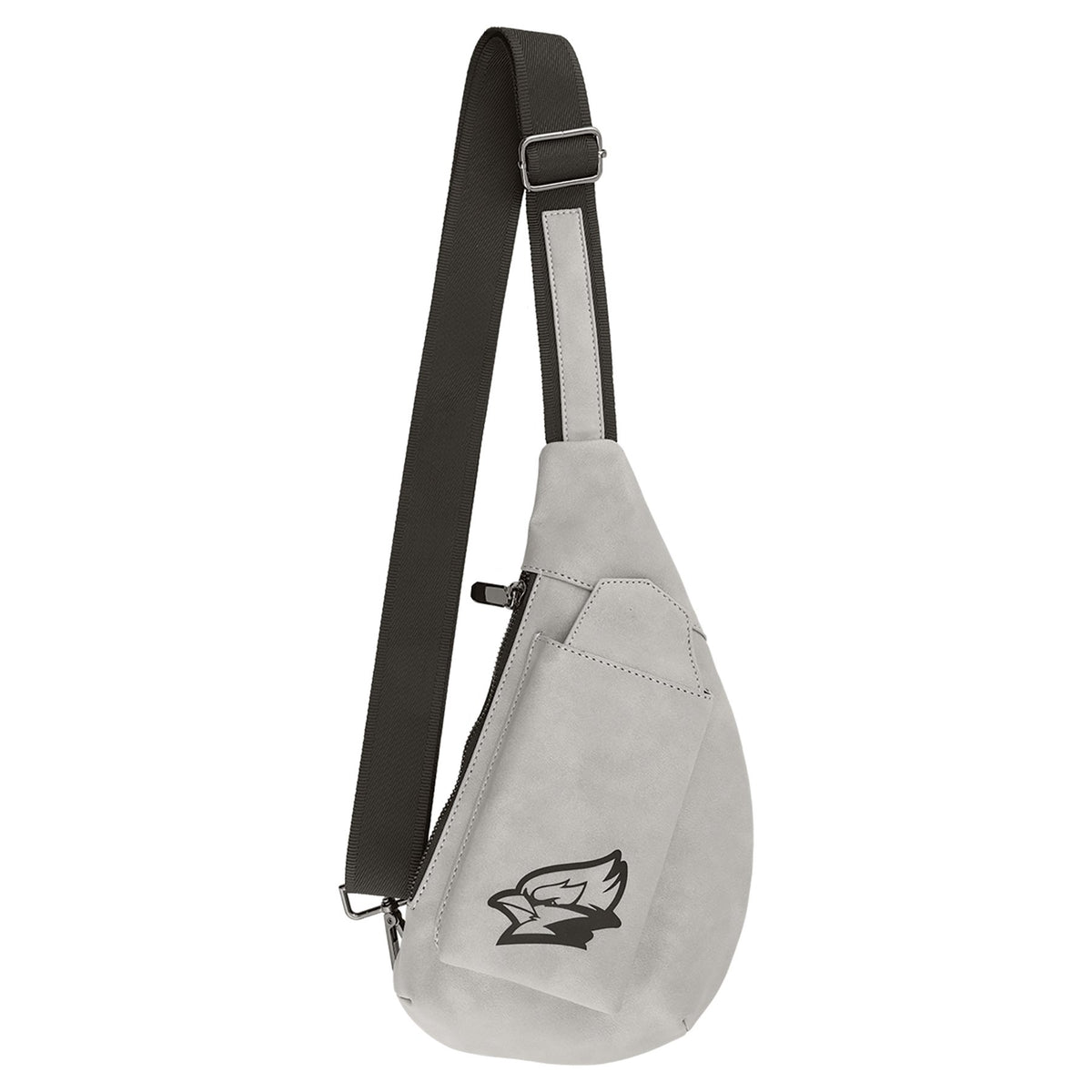 Engraved Creekside Leatherette Crescent Bag - Light Gray