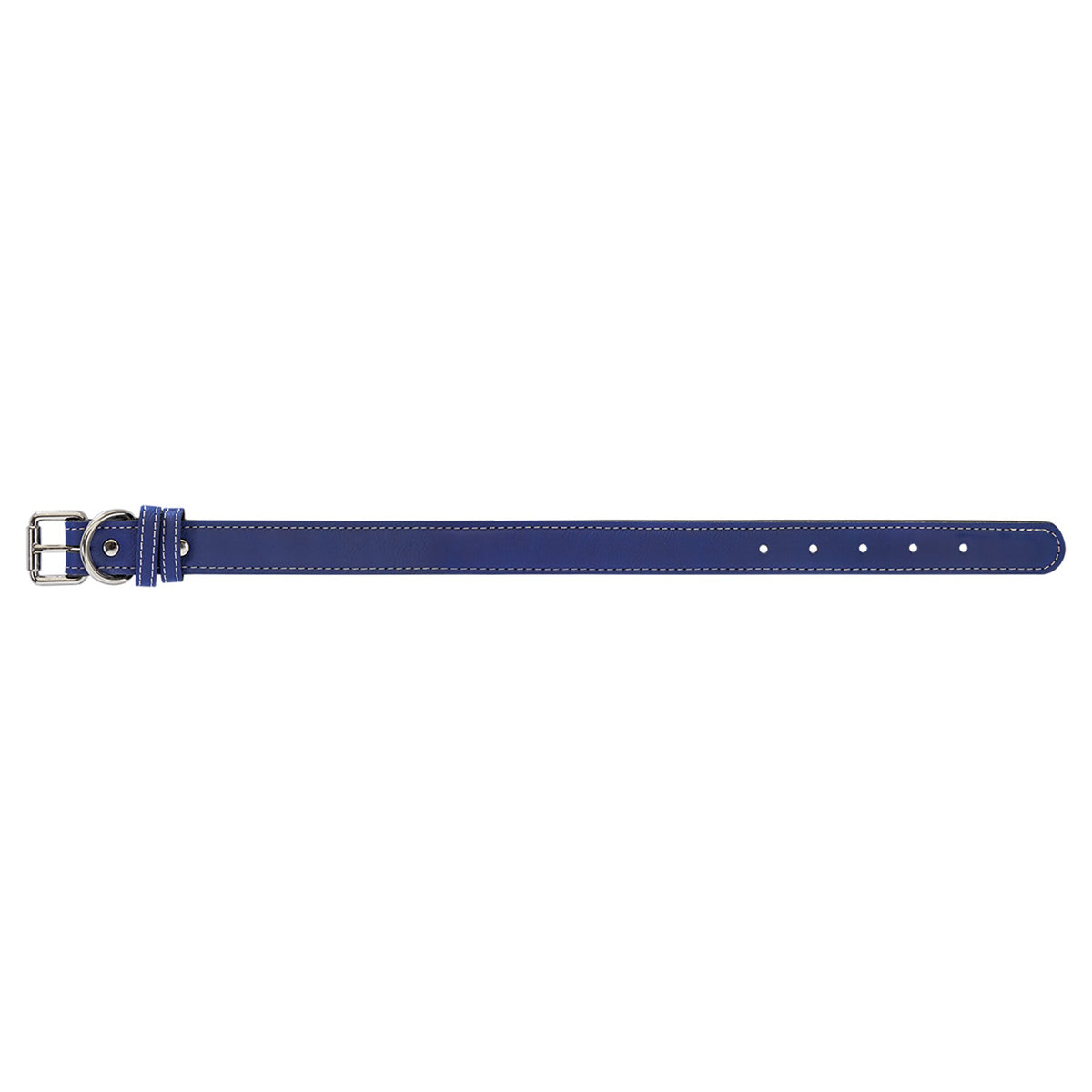 Engraved Leatherette Dog Collar - Blue/Silver / Small (15 x 3/4 in)