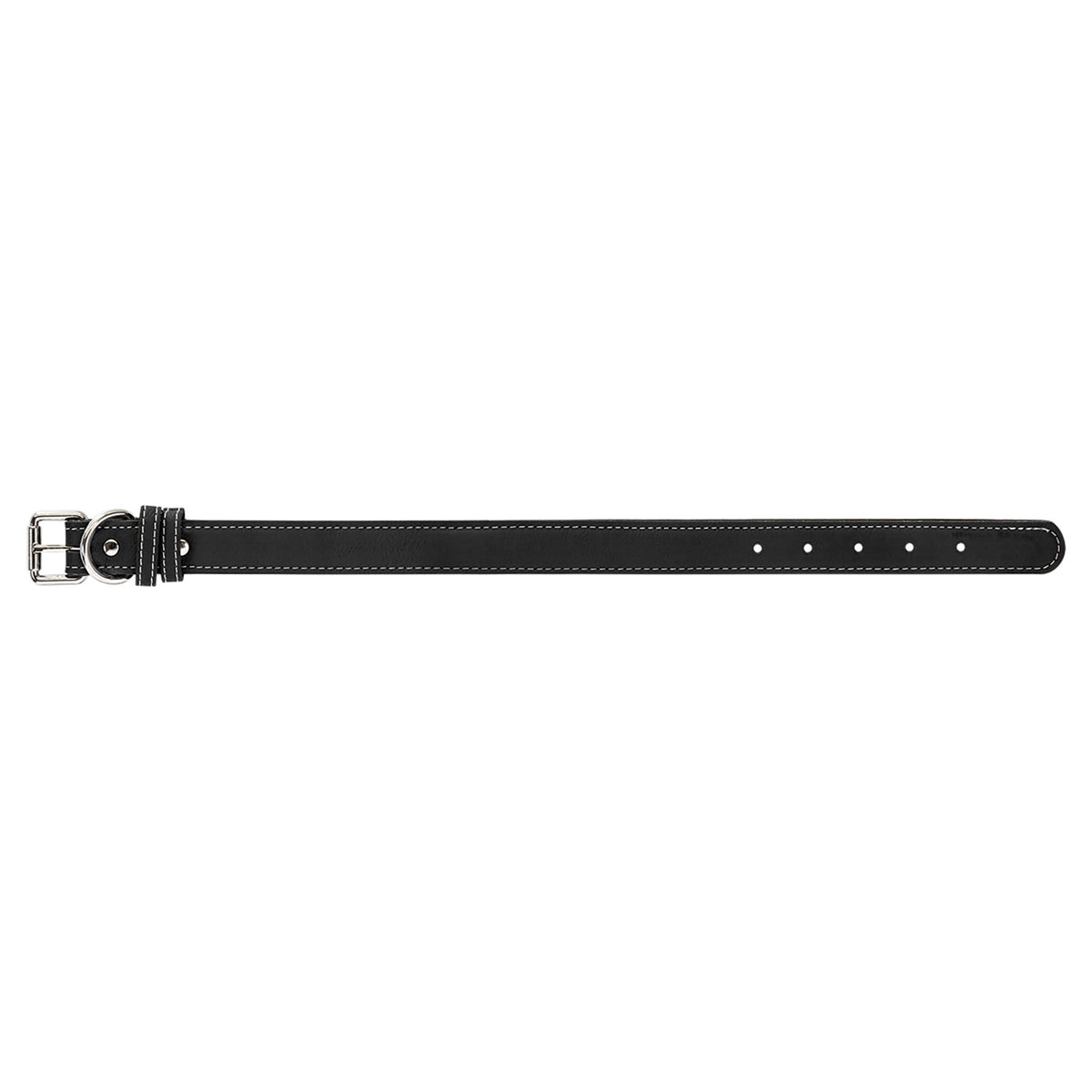Engraved Leatherette Dog Collar - Black/Silver / Medium (19 x 1 in)