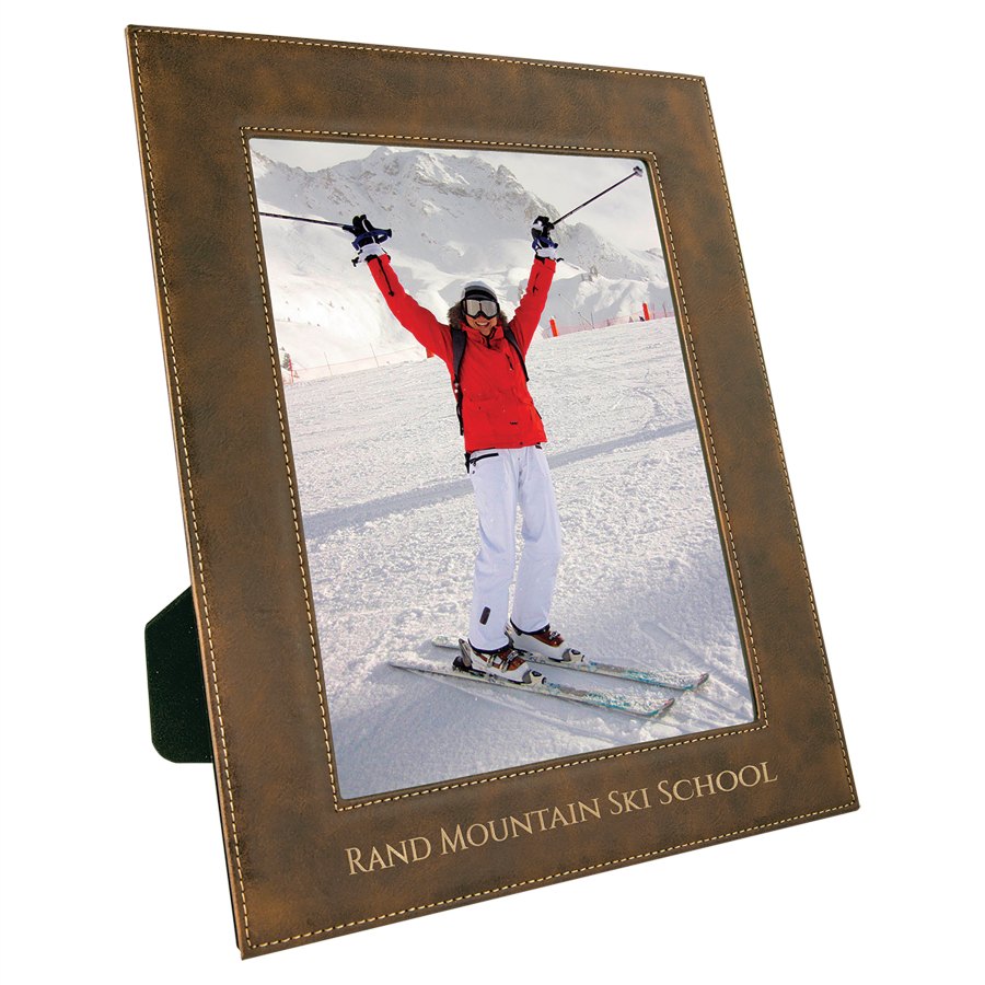 Engraved Leatherette Photo Frame - Rustic/Gold / 8 x 10 in