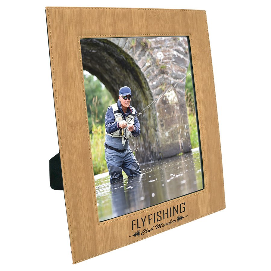 Engraved Leatherette Photo Frame - Bamboo / 8 x 10 in
