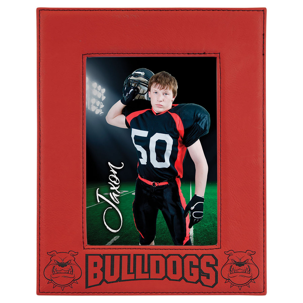 Engraved Leatherette Photo Frame - Red / 5 x 7 in