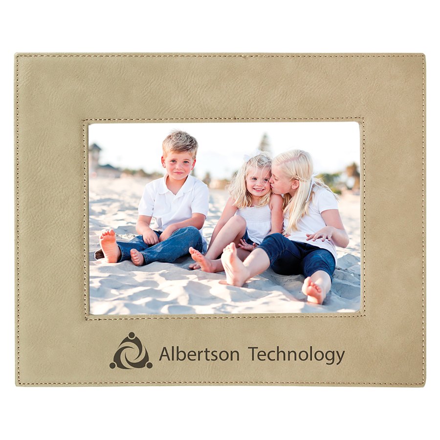 Engraved Leatherette Photo Frame - Light Brown / 5 x 7 in