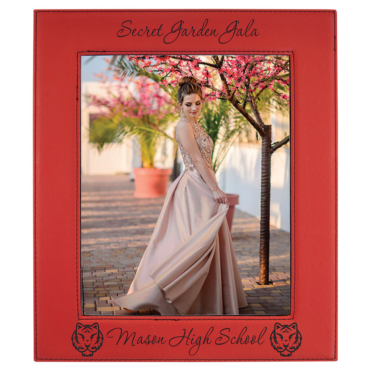 Engraved Leatherette Photo Frame - Red / 8 x 10 in