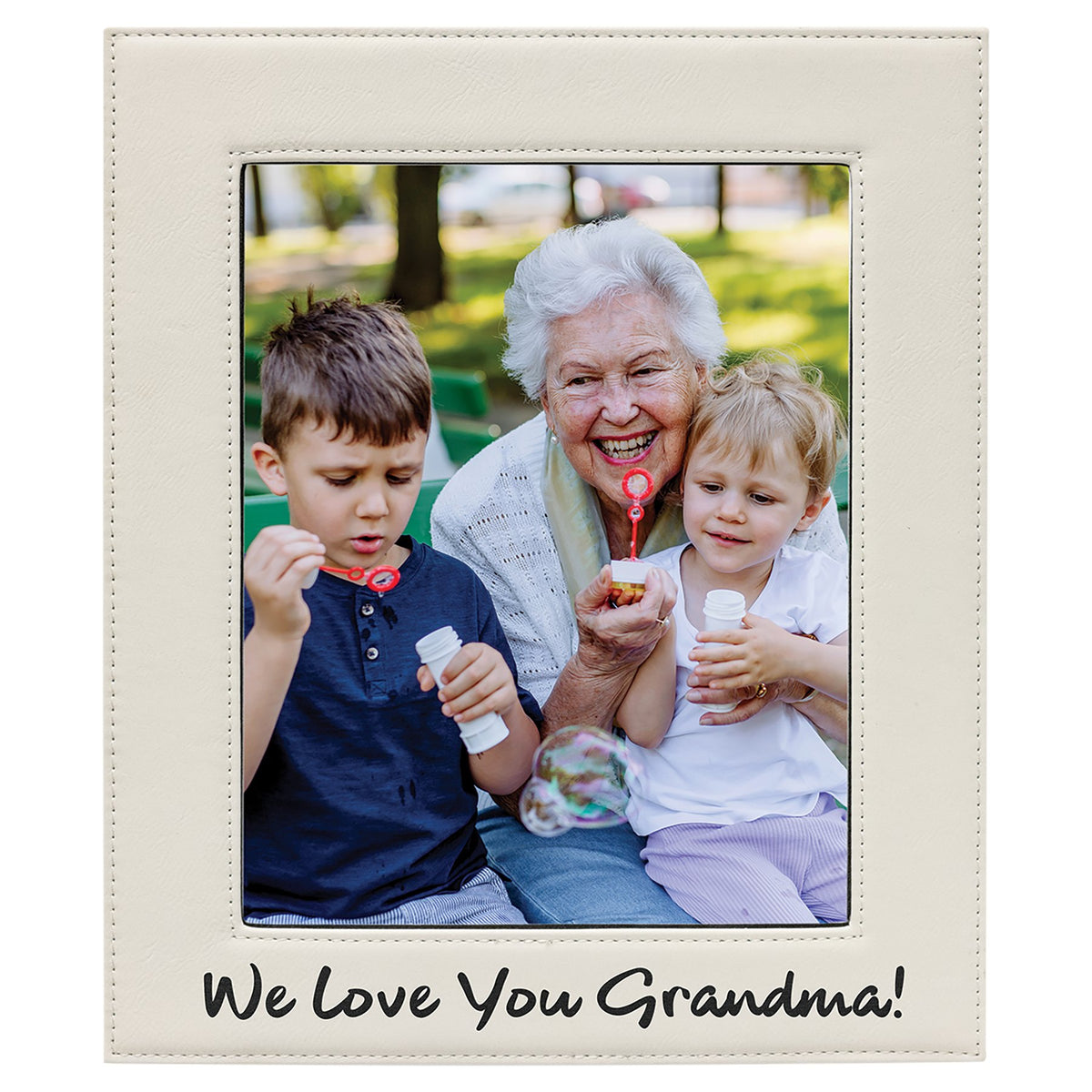 Engraved Leatherette Photo Frame - White / 8 x 10 in