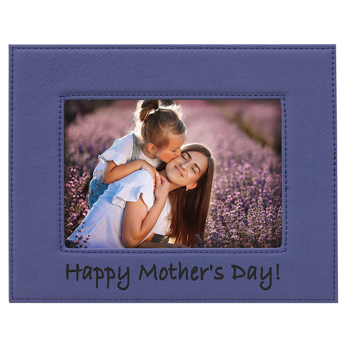 Engraved Leatherette Photo Frame - Purple / 5 x 7 in