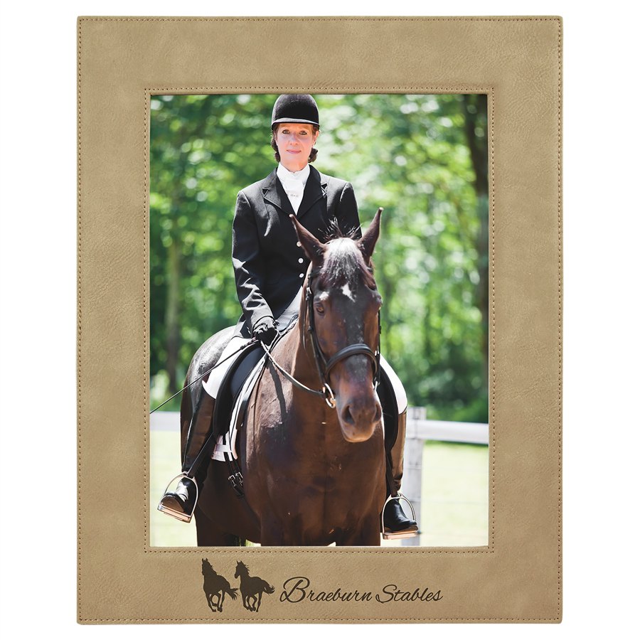 Engraved Leatherette Photo Frame - Light Brown / 8 x 10 in