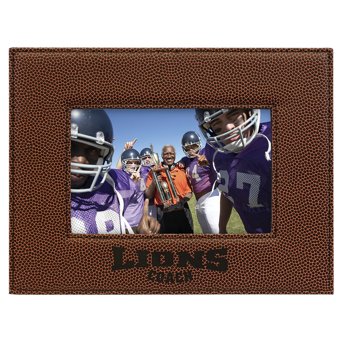Engraved Football Leatherette Photo Frame - 4 x 6 in