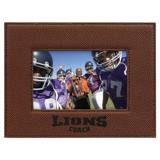 Engraved Football Leatherette Photo Frame - 4 x 6 in