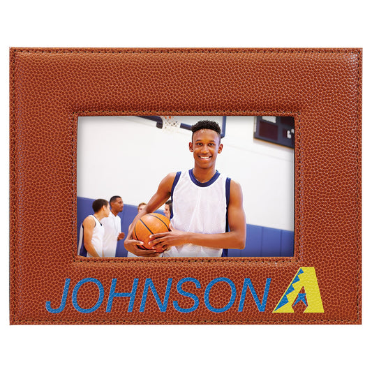 Engraved Basketball Leatherette Photo Frame - 4 x 6 in