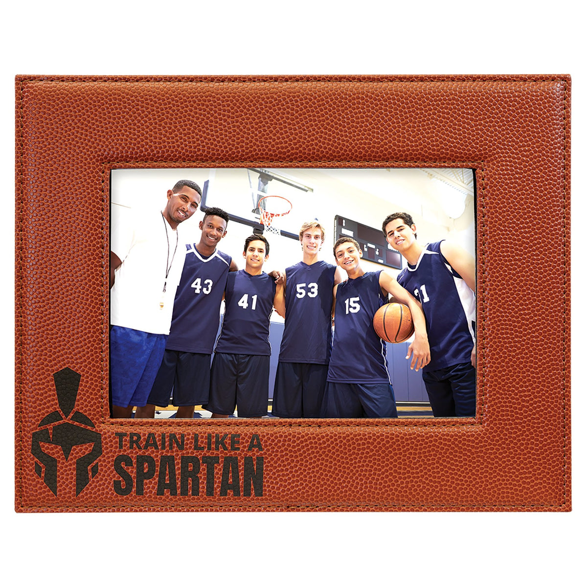 Engraved Basketball Leatherette Photo Frame - 5 x 7 in